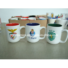 15oz taza de cerámica, taza de cerámica promocional, taza de cerámica de dos tonos